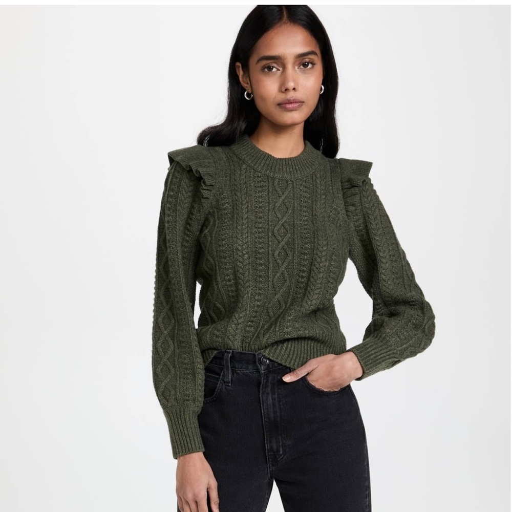 🔥Madewell | Hollydene Ruffle-Shoulder Pullover Sweater Grey Small Long Sl… - Picture 1 of 11